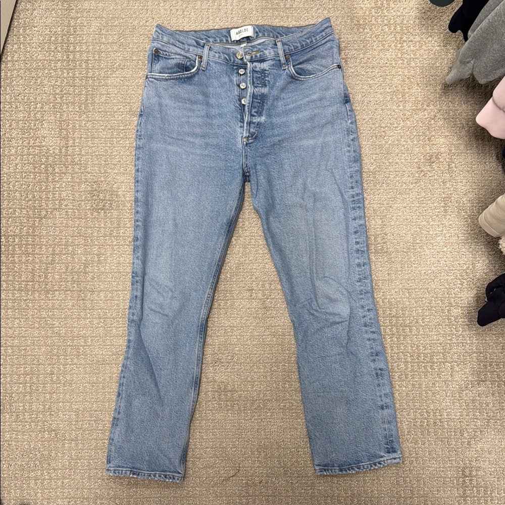 Agolde Blue Straight Leg Jeans Versatile Style
